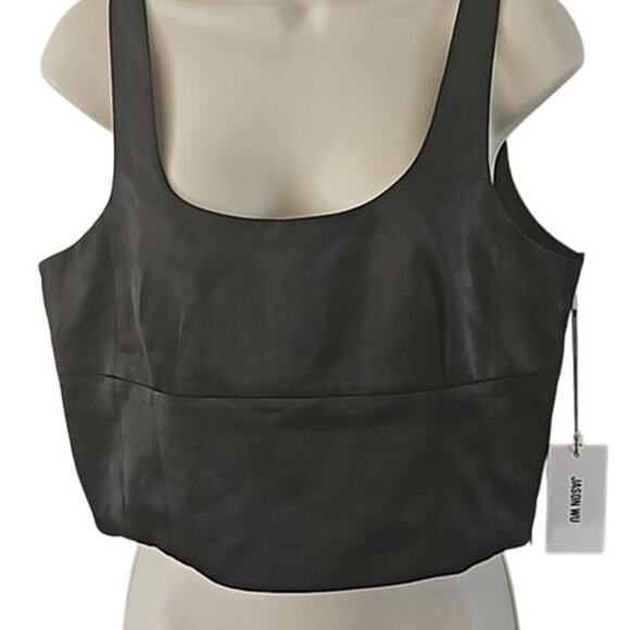 Jason Wu Women’s Black Satin Crop Top – Size Large – Style WX6561-6PA – NWT - Picture 2 of 6